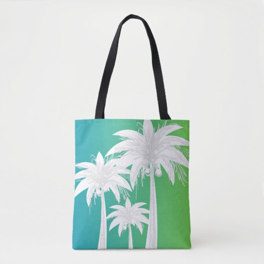 Niedliche Palm Tree Blue Green Ombre Preppy Tasche (Vorderseite)