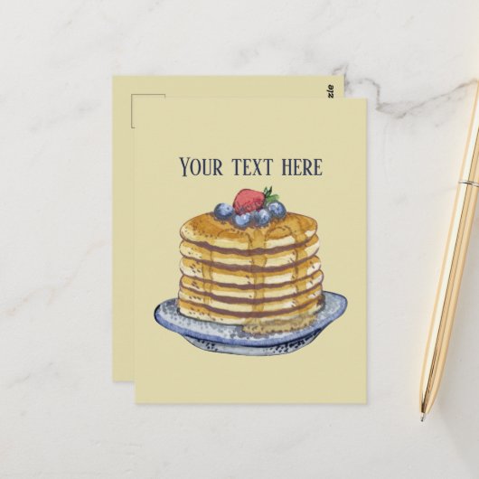 Niedliche Pancake-Liebhaber fügen Text hinzu Postkarte (Vorderseite/Rückseite Beispiel)