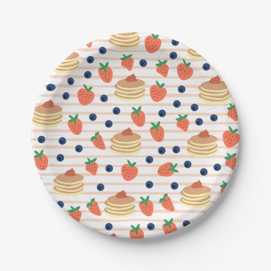Niedliche Pancakes und Berries Paper Teller (Vorderseite)