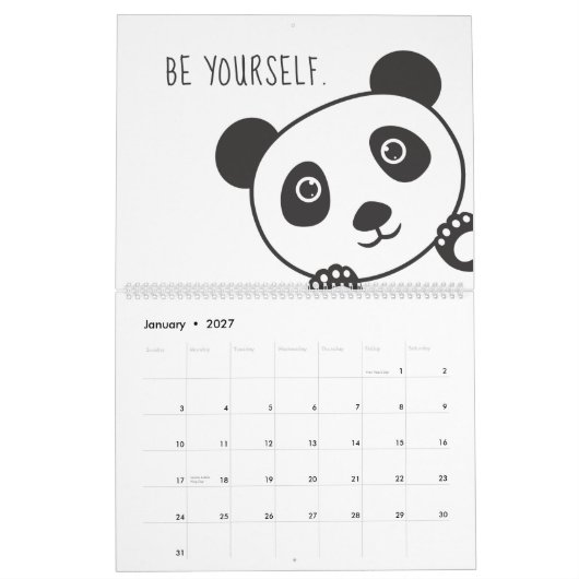 Niedliche Panda Animal Motivation Inspiration Kind Kalender (Jan 2027)