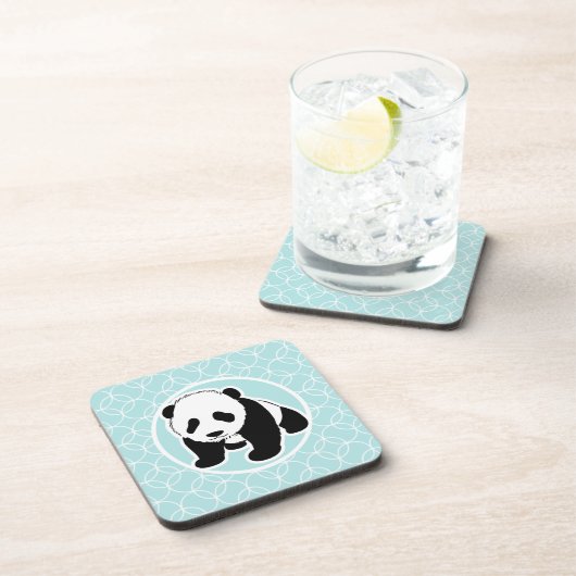 Niedliche Panda auf Baby Blue Circles Untersetzer (Rechte Seite)