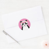 Niedliche Panda-Aufkleber - rosa Blume Runder Aufkleber (Umschlag)