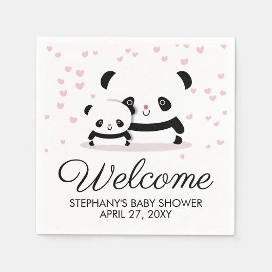 Niedliche Panda Baby Dusche Willkommen Napkins Serviette (Vorderseite)