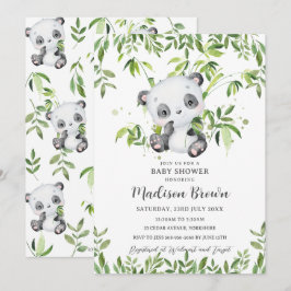Niedliche Panda Bamboo Greenery Baby Dusche Einladung