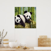 Niedliche Panda-Bären im Bambuswald Poster (Küche)