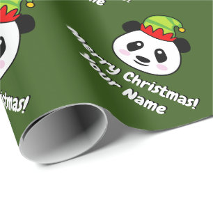 Niedliche Panda Bärenelf personalisierte Weihnach Geschenkpapier