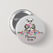 Niedliche Panda-Bärenmommy als Babydusche Button (Vorne & Hinten)