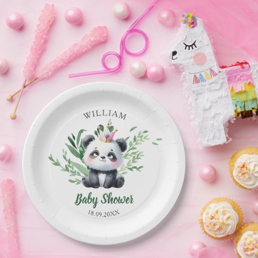 Niedliche Panda Bear Babydusche Aquarell Pappteller (Party)
