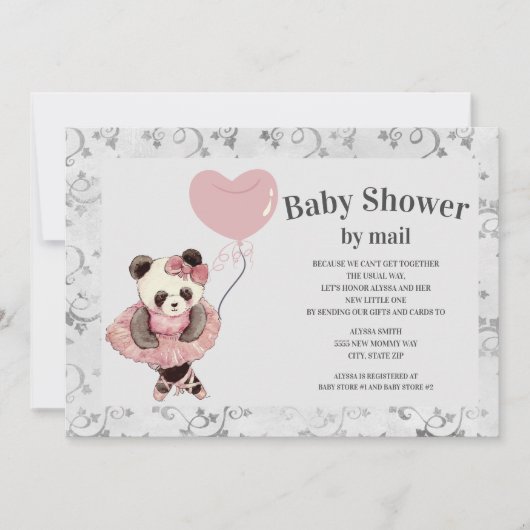 Niedliche Panda Bear Ballerina Baby Girl Dusche by Einladung (Vorderseite)