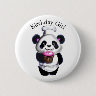 Niedliche Panda Bear Birthday Girl Button