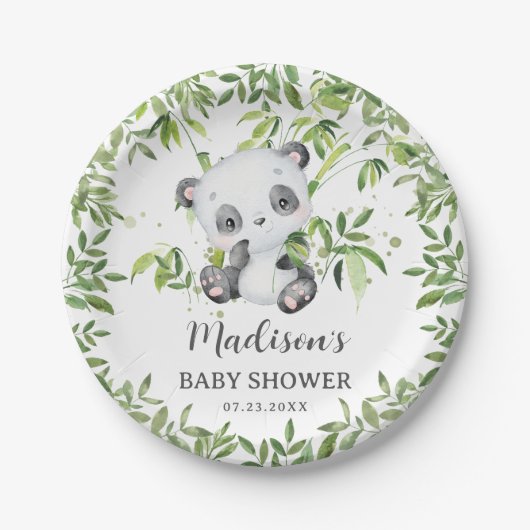 Niedliche Panda Bear Cub Greenerity Baby Shower Ge Pappteller (Vorderseite)