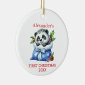 Niedliche Panda Bear Cub Weihnachten Keramik Ornament (Rechts)