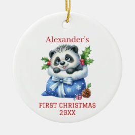 Niedliche Panda Bear Cub Weihnachten Keramik Ornament