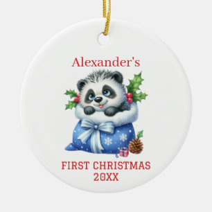 Niedliche Panda Bear Cub Weihnachten Keramik Ornament