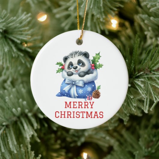 Niedliche Panda Bear Cub Weihnachten Keramik Ornament (Baum)