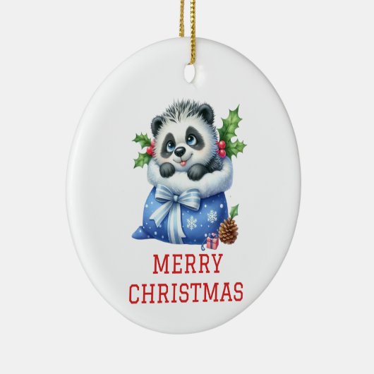 Niedliche Panda Bear Cub Weihnachten Keramik Ornament (Rechts)