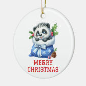 Niedliche Panda Bear Cub Weihnachten Keramik Ornament (Links)