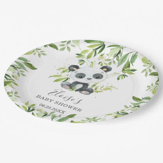 Niedliche Panda Bear Greenerity Baby Dusche Geburt Pappteller (Schrägansicht)