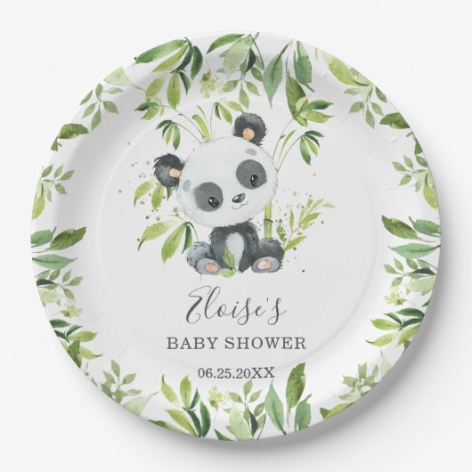 Niedliche Panda Bear Greenerity Baby Dusche Geburt Pappteller (Vorderseite)