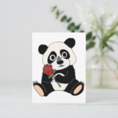 Niedliche Panda Bear Holding-Rote Rose Postkarte (Stehend Vorderseite)