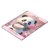 Niedliche Panda Bear Pink Blume Persönliche Bezeic Notizblock (Linke Seite)