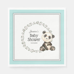 Niedliche Panda Bear Watercolor Babydusche Serviette