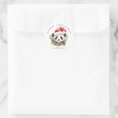 Niedliche Panda Bear Weihnachtsmannmütze Runder Aufkleber (Tasche)