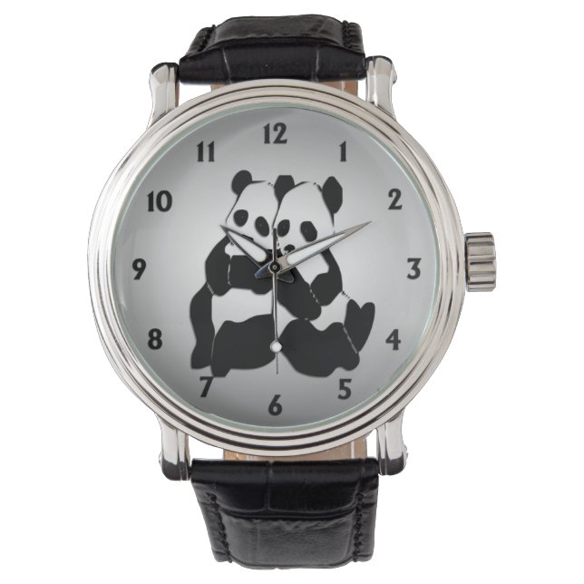 Niedliche Panda Bears Armbanduhr (Vorderseite)