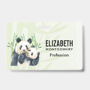 Niedliche Panda Bears Cuddling Watercolor Ausweis