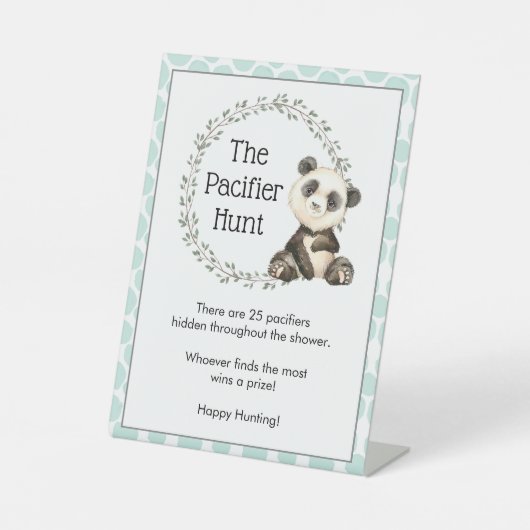 Niedliche Panda Bears Schnuller Jagd Kinderduschen Sockelschild (Vorderseite)