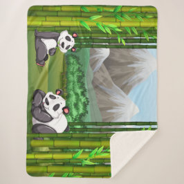 Niedliche Panda Bears und Bamboo Sherpadecke