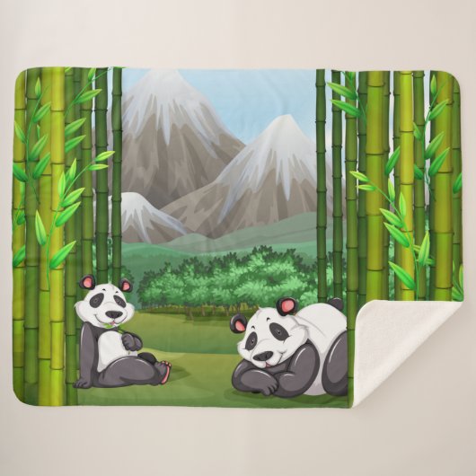 Niedliche Panda Bears und Bamboo Sherpadecke (Vorderseite (Horizontal))