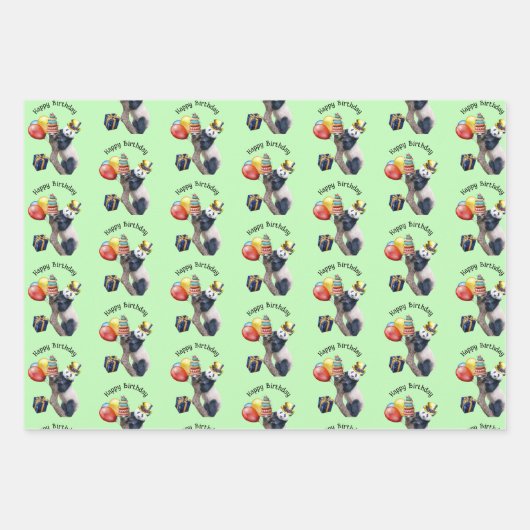 Niedliche Panda Birthday Party Packaging Paper She Geschenkpapier Set (Vorderseite)