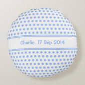 Niedliche panda-blaue Fleckenname hinten Rundes Kissen (Rückseite)