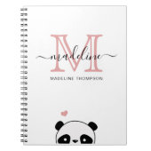Niedliche Panda Blink Pink Monogram Script Notizblock (Vorderseite)
