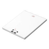 Niedliche Panda Blink Pink Monogram Script Notizblock (Rotiert)