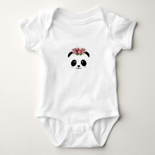 Niedliche Panda-Blumenkrone Baby Strampler