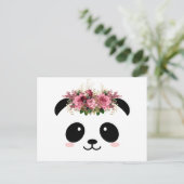 Niedliche Panda-Blumenkrone Postkarte (Stehend Vorderseite)