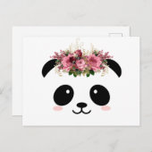 Niedliche Panda-Blumenkrone Postkarte (Vorne/Hinten)