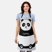 Niedliche Panda-Face-Funny-All-Over-Print Schürze (Getragen)