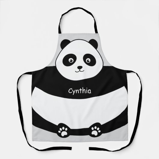 Niedliche Panda-Face-Funny-All-Over-Print Schürze (Vorderseite)