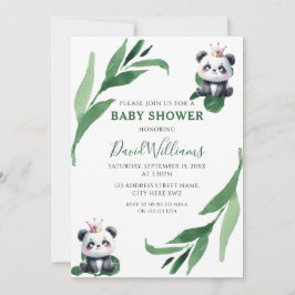 Niedliche Panda Foliage Gender Neutral Chic Baby D Einladung