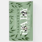 Niedliche Panda & Foliage Neutral Baby Dusche Banner (Vertikal)