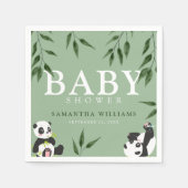 Niedliche Panda & Foliage Neutral Baby Dusche Serviette (Vorderseite)