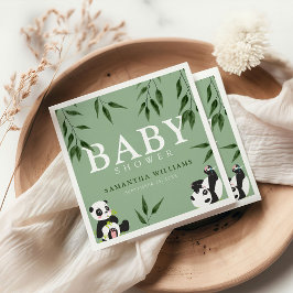 Niedliche Panda & Foliage Neutral Baby Dusche Serviette