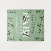 Niedliche Panda & Foliage Neutral Babydusche Wandteppich (Vorderseite (Horizontal))
