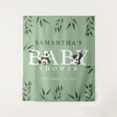 Niedliche Panda & Foliage Neutral Babydusche Wandteppich (Vorderseite)