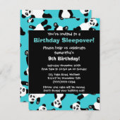 Niedliche Panda-Geburtstagsleepover-Party Einladung (Vorne/Hinten)