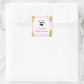 Niedliche Panda Girl Baby Shower Gefallen Geschenk Quadratischer Aufkleber (Tasche)