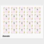 Niedliche Panda Girl Baby Shower Gefallen Geschenk Quadratischer Aufkleber (Blatt)